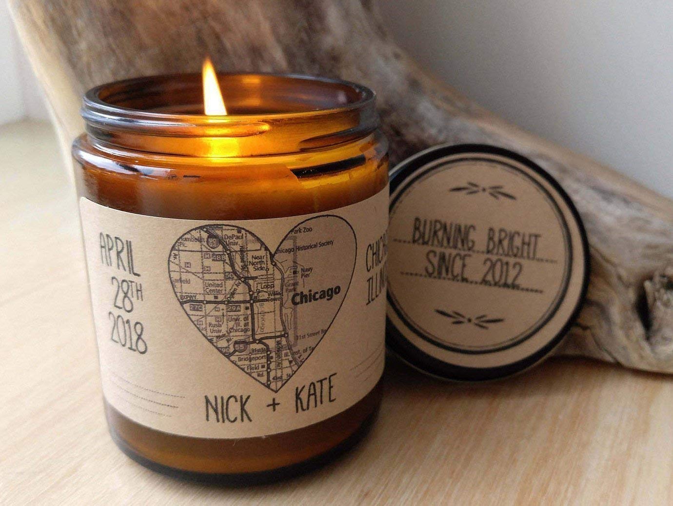 Custom Soy Candle with Heart Map