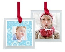 Square Glass Photo Ornament